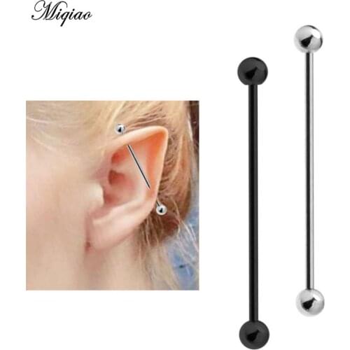 Miqiao 2Pcs Stainless Steel Industrial Earrings Long Rod Ear Bone Nails Ear Bridge Nails Simple Punk Piercing Jewelry Hot Sale