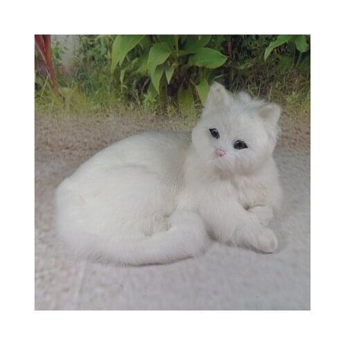 Simulation cute lying white cat large 30x21x16cm model polyethylene&furs cat model home decoration props ,model gift d703