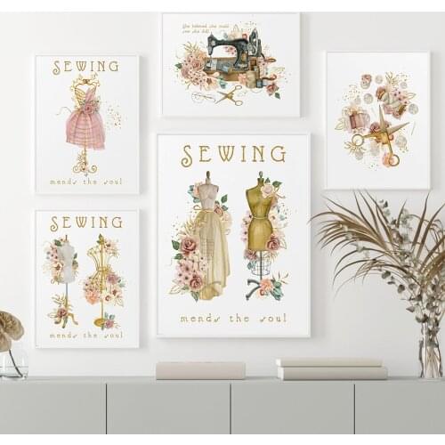 Fashion Flower Sewing Aesthetic Art Wall Art Canvas Painting Nordic Posters And Prints Wall Pictures For Living Room Home Decor