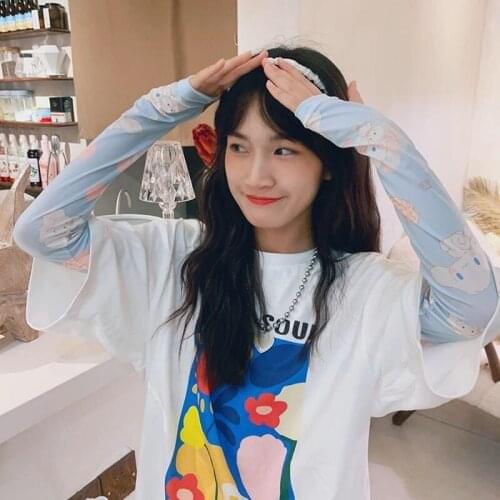 New Japanese Anime Sunscreen Ice Sleeve Kawaii Printed Ice Silk Little Devile Big Ear Dog Drive Arm Cuff Sun Protective Sleeve