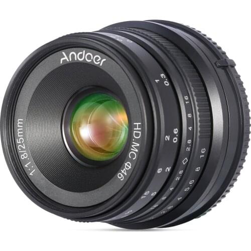 Andoer 25mm F1.8 APS-C Manual Focus Camera Lens Large Aperture Wide Angle for Sony E-Mount Mirrorless Cameras A7III/A9/NEX 3 3N