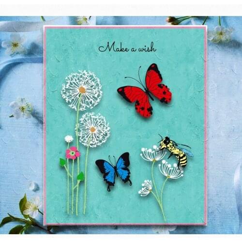 PANFELOU 11x16cm Dandelion butterfly Transparent Silicone Rubber Clear Stamps cartoon for Scrapbooking/DIY Easter wedding