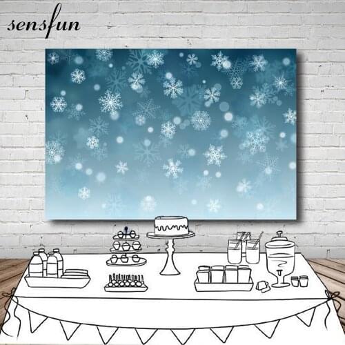 Sensfun Christmas Backdrops For Photo Studio White Snowflake Bokeh Winter Backgrounds For Photo Studio 7x5FT Vinyl