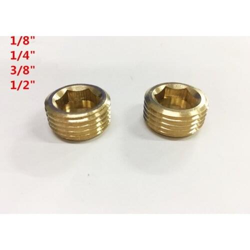 Hex Head Socket 1/4"G Male Thread Dia Pipe Plug Fitting Gold Tone