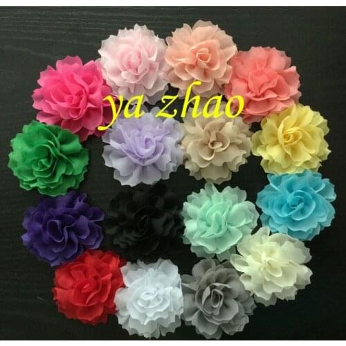 2.3" chiffon silk rose hair flower, hair DIY accessories, no clilp, flat back, 80pcs/lot 16 colors