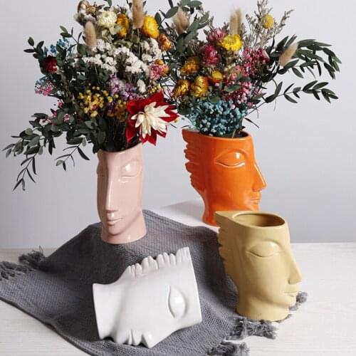 Nordic Creative Portrait Flower Arrangement Vase Home Flower Pot Desktop Balcony Decoration Abstract Vase Office DecorPlant Vase