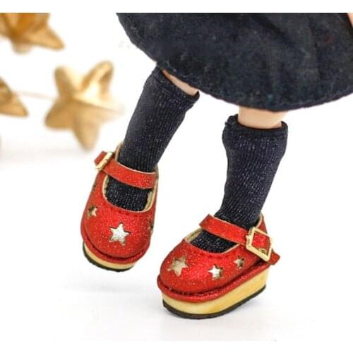 OB11 doll shoe 1/12 size fashion fairy tale Star shoe cake beauty knot pig shoes star shine black and white dark green etc