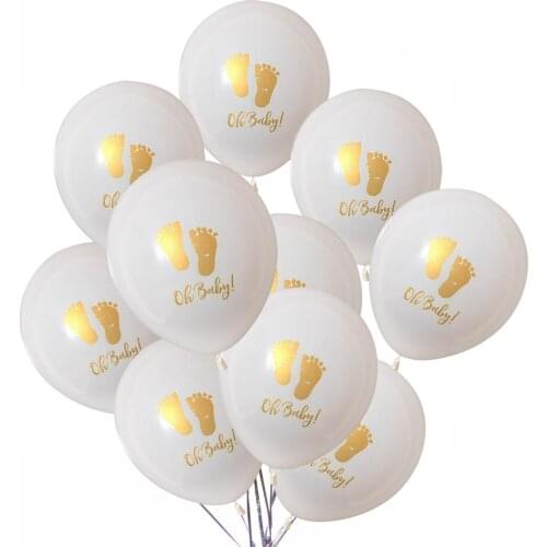 10pcs 10inch Oh Baby Printed Latex Balloons Baby Feet Pattern for Birthday Party Decoration Kid Babyshower Boy Girl Supplies