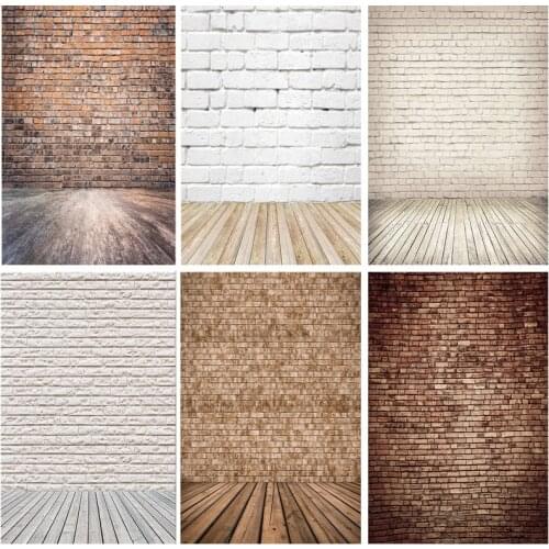 SHENGYONGBAO Vinyl Custom Vintage Brick Wall Wooden Floor Photography Backdrops Photo Background Studio Prop 21712 YXZQ-09
