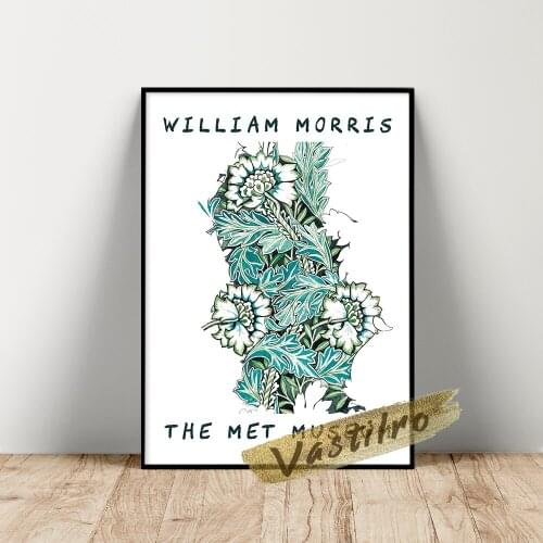 William Morris Museum Exhibition Poster, William Plant Floral Pattern Wall Painting, Morris Flower Leaf Art Prints, Idea Gift