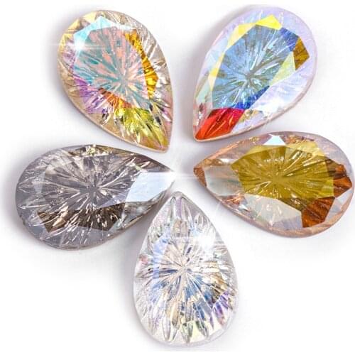 XiChuan New Nail Art Rhinestone Arc Carved Drop K9 Craft Glass Crystal Bead Nail Accessories For DIY Nail Art Glue On Rhinestone