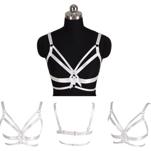 Punk Hollow Bra Harness Fashion Sexy Lingerie Womens Underwear Stocking Belt Pastel Goth Garters Elastic Bondage Rave Outfit