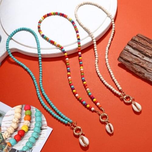 ZOSHI Multicolors Beads Choker Necklace for Women Trendy Bohemian Shell Pendant Cowrie Necklace Beach Jewelry Collier Femme