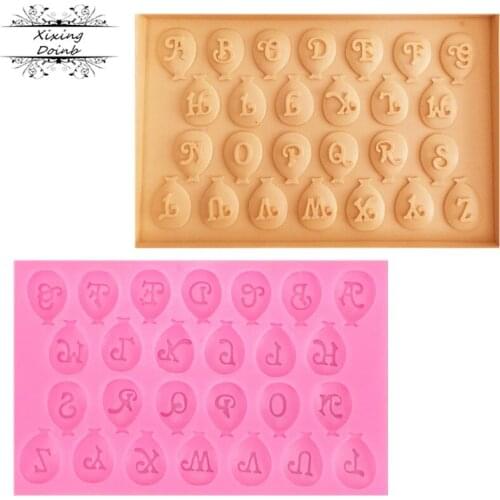 1Pcs Balloon Alphabet Shape Silica Gum Mould Cake Decoration Tool Candy Chocolate Mould
