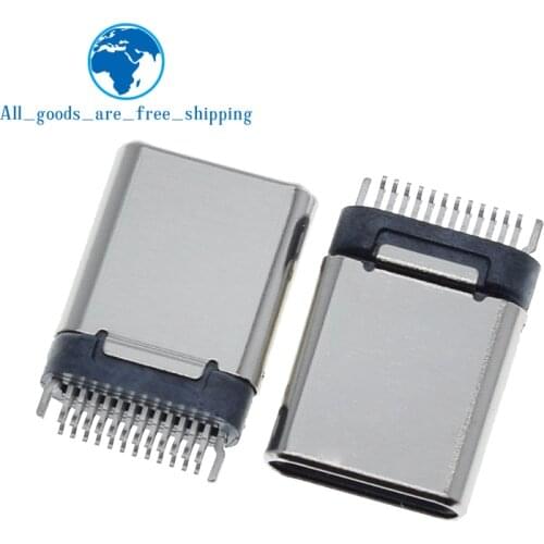 10pcs/lot USB 3.1 Type-C SMT 24P 30V 2A Micro USB Connectors Male Port Jack Tail Plug Socket Electric Terminals