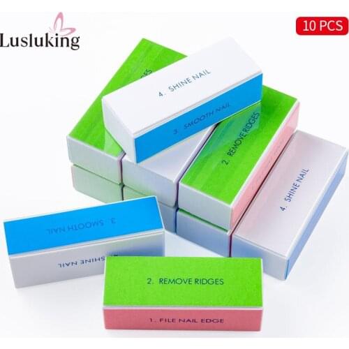 10pcs Nail Art Sanding Sponge Buffer Block Fingernail Grinding Polishing Nail Files Manicure Pedicure Tools DIY Care Kit