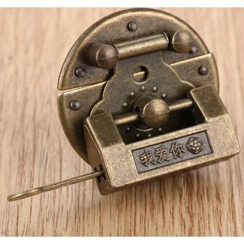 2Pcs Antique Drawer Wood Box Cabinet Door Hasp Lock Hook Latch Butterfly Hinges For Jewellery Fittings Furniture Decorative