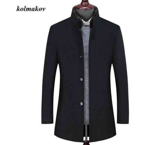 2020 New Arrival Winter Style High Quality Wool Business Casual Trench Coat Mens Thicked Solid Woolen Jackets Plus-size M-6XL