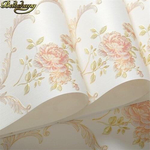 Beibehang Warm pastoral pink flowers roll Floral Wall Paper for Living Room Bedroom Wallpaper For Walls 3d papel de parede mural