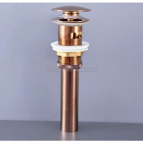 Rose Gold Copper Large Round Cap Pop UP Sink Basin Waste / Drain With Overflow Lsd075