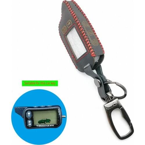 TZ 9010 LCD Remote Control Key Fob 100% Leather Sun Cover for the Russian 2-Way Car Alarm Tomahawk Keychain TZ9010 TZ-9010