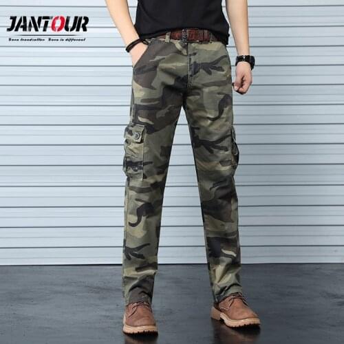 Jantour Mens Cargo Pants Army Military Style Tactical Pants Male Camo Jogger Cotton Multi-Pocket Men Camouflage Trousers 28-40