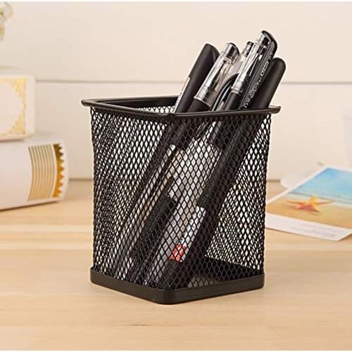 Pen Holder Iron Three Grid Storage Pen Holder Student Stationery Desktop Office Storage Box File Storage Rack Creative Metal