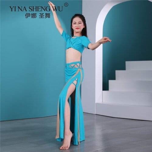 Children Child Girl Kid Bellydance Oriental Belly Indian Dance Dancing Costume Clothes Short Sleeve Top Longskirt Dress Set Suit