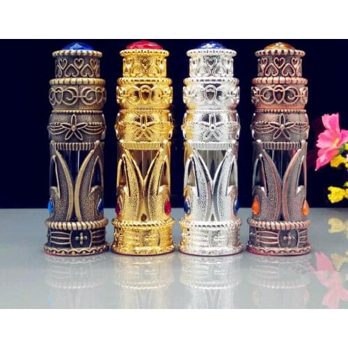 5ml Small Alloy Perfume Bottle Dropper Essential Oil Vials Vintage Mini Bronze Cosmetic Sample Container Craft Decoration Gift