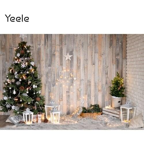 Yeele Interior Christmas Tree Pine Lamp Wooden Wall Photography Backdrop Photographic Decoration Backgrounds For Photo Studio