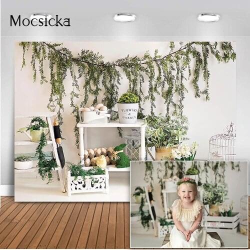 Garden flower spring scenery backdrop for photography studio egg chicken photo background studio green plants photobooth props