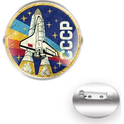 Classic Cccp Space Force Design Brooches Decoration Collar Pin Glass Convex Dome Accessories Gift