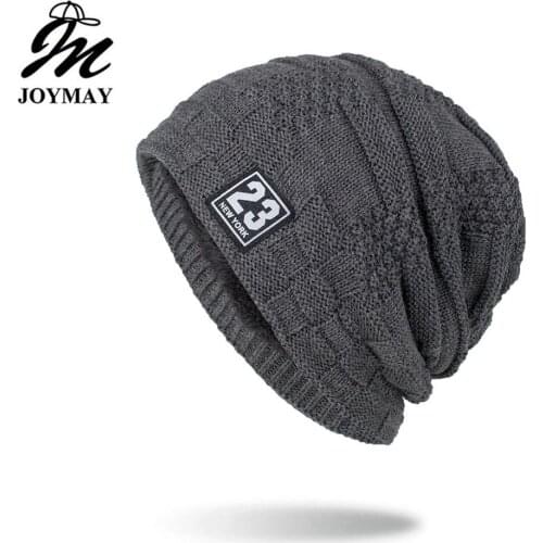 Joymay New arrival Winter Beanies Hat Unisex 23 woven label Warm Soft Skullies Knitting Hats For Men Women WM116