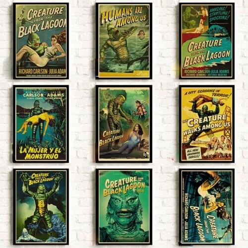 Horror Movie Creature From The Black Lagoon Retro Poster Vintage Canvas Painting Prints Wall Art Bar Cafe Living Room Home Decor