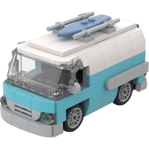MOC Mini Surfer Van Car Building Blocks Set Retro Minibus Bricks Idea Assemble Coach Vehicle Game Toy For Children Birthday Gift