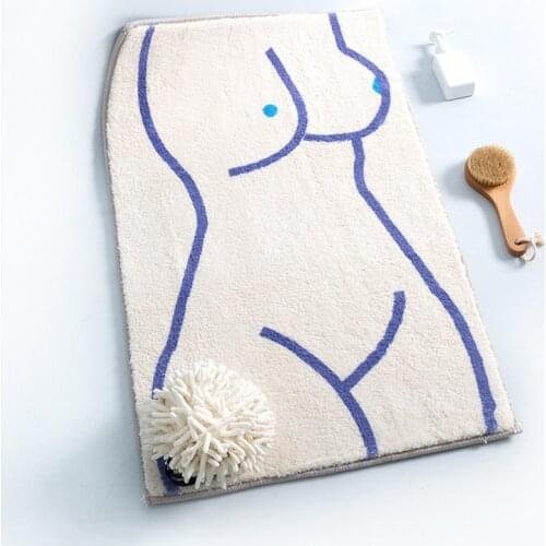 Non-Slip Bath Mat Absorbent Bathroom Carpet Abstract Line Floor Mat European Style Entrance Doormat Machine Washable Area Rugs