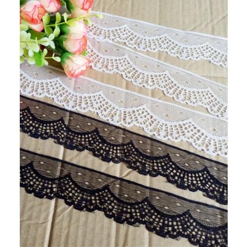 Width 40mm 10yards 2colors Embroidered Net Lace Trim fabric Garment ribbon headband wedding party decoration DIY Accessorie #158