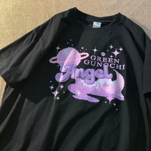 Japanese preppy style kawaii short-sleeved T-shirt Korean casual loose cotton top y2k Harajuku cute letter printed T-shirt