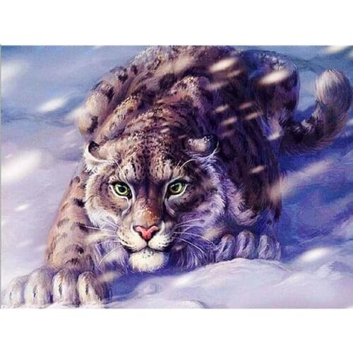 New 5D Full Drill Square/Round Diamond Painting Leopard Handicraft Diamond Embroidery Animal Art Rhinestone Snow Handmade Gift