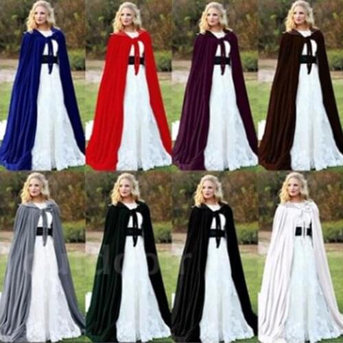 New Gothic Loose Halloween Velvet Cloak Cape Hooded Medieval Costume Witch Wicca Vampire Women Men Vampires Grim Reaper Party
