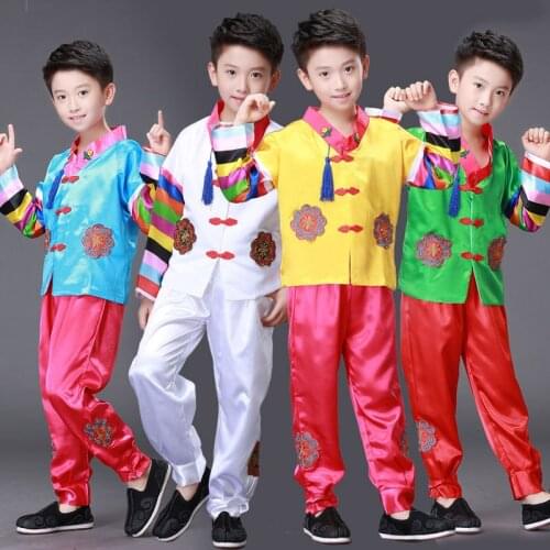 Spring and Autumn New Fashion Western Children Hanbok Korean Costume Cute Toddler Boys Girls Single-breasted Stage Costumes
