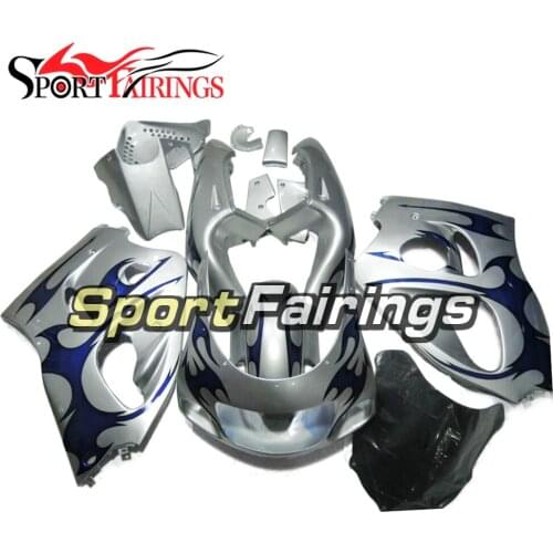 Fairings For Suzuki GSXR600 GSXR750 96 97 98 99 1996 - 1999 ABS Motorcycle Fairing Kit Motorbike Bodywork White Blue Flames New
