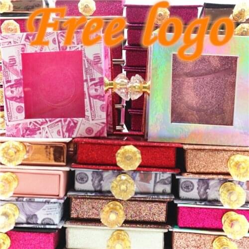 Wholesale Crystal handle eyelash packaging box lashes boxes packaging Design for 10mm- 25mm mink eyelashes case