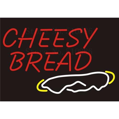 Custom Signage NEON SIGNS Cheesy Bread Real GLASS Tube BAR PUB Signboard Display Decorate Store Shop Light Sign 17*14"