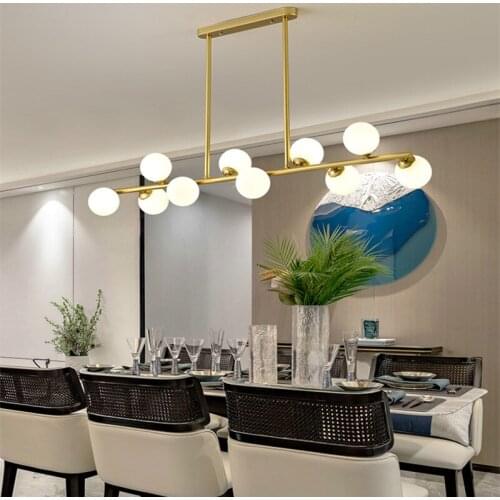 Dining Room Ceiling Chandelier Suspension Horizontal Glass Balls Chandeliers Kitchen Hanging Lamp Office Front Desk Lights