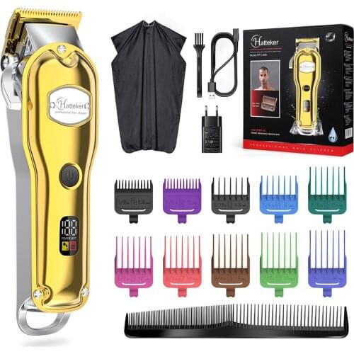 HATTEKER Professional Hair Clippers Hair Trimmer for Men Hair Cutting Machine with 10 Colorful Guide Combs Waterproof