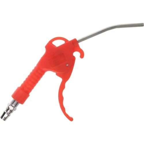 Spring Loaded Trigger Bent Tube Nozzle Red Air Blow Gun Dust Cleaner w/ Adapter