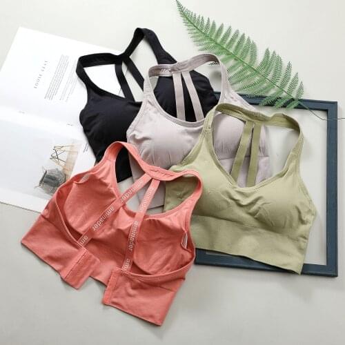 Factory direct sales Japan and South Korea new girls' elastic traceless back button letter womens sports vest