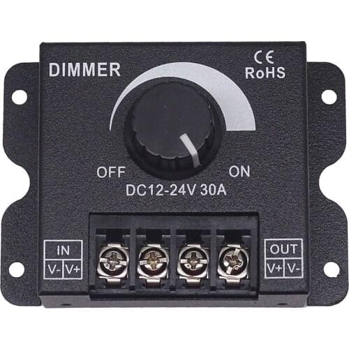 LED Dimmer Adjustable Brightness Lamp Bulb Strip Driver Single Color Light Power Supply Controller 30A DC 12V 24V 360W