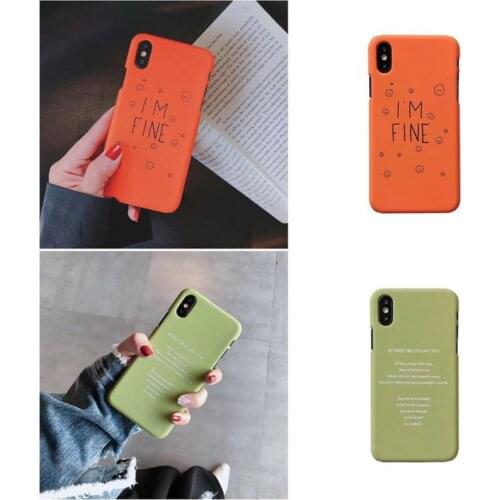 Retro color orange Matcha green letter couple Phone case For iphone cover X XS Max XR 7 6 6s 8 Plus fashion cases PC hard covers